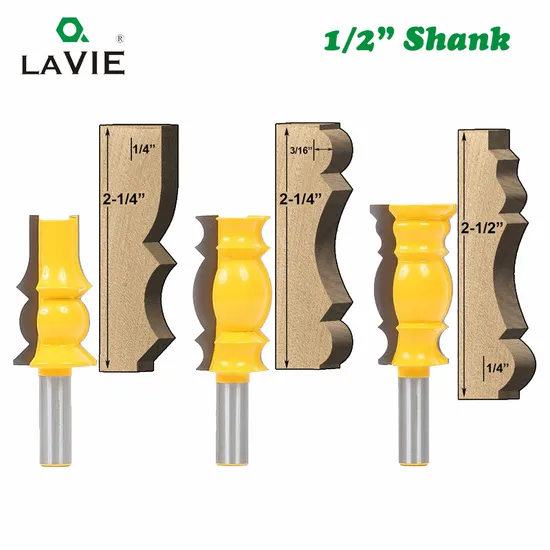 Lavie 3PCS 12mm 1/2 Shank Crown Molding Line Router Bit Milling Cutter for Woodworking